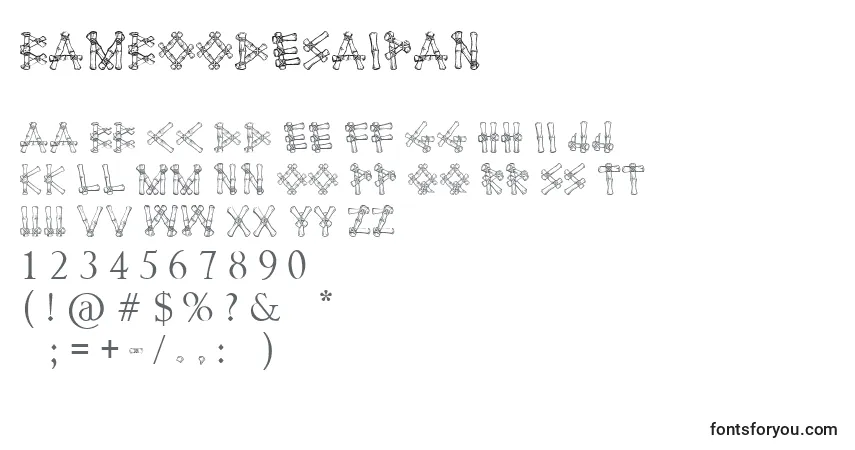 Bamboodesaipan-fontti – aakkoset, numerot, erikoismerkit