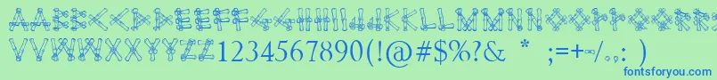 Bamboodesaipan Font – Blue Fonts on Green Background