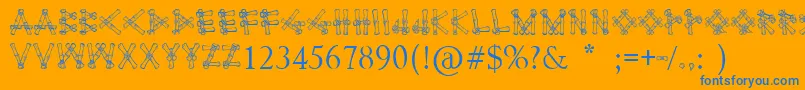 Bamboodesaipan Font – Blue Fonts on Orange Background
