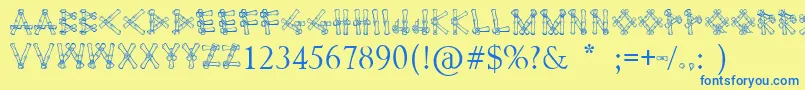 Bamboodesaipan Font – Blue Fonts on Yellow Background