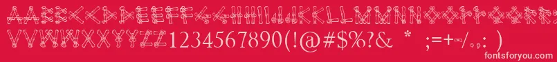 Bamboodesaipan-Schriftart – Rosa Schriften auf rotem Hintergrund