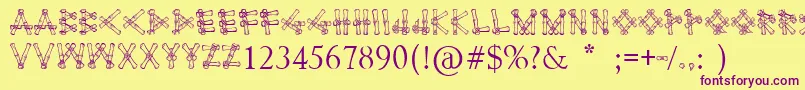 Bamboodesaipan-Schriftart – Violette Schriften auf gelbem Hintergrund