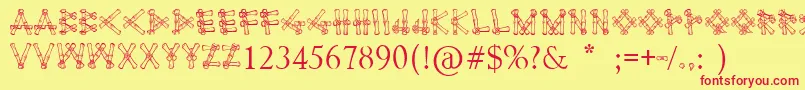 Bamboodesaipan-Schriftart – Rote Schriften auf gelbem Hintergrund