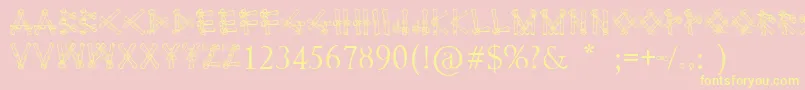 Bamboodesaipan-Schriftart – Gelbe Schriften auf rosa Hintergrund