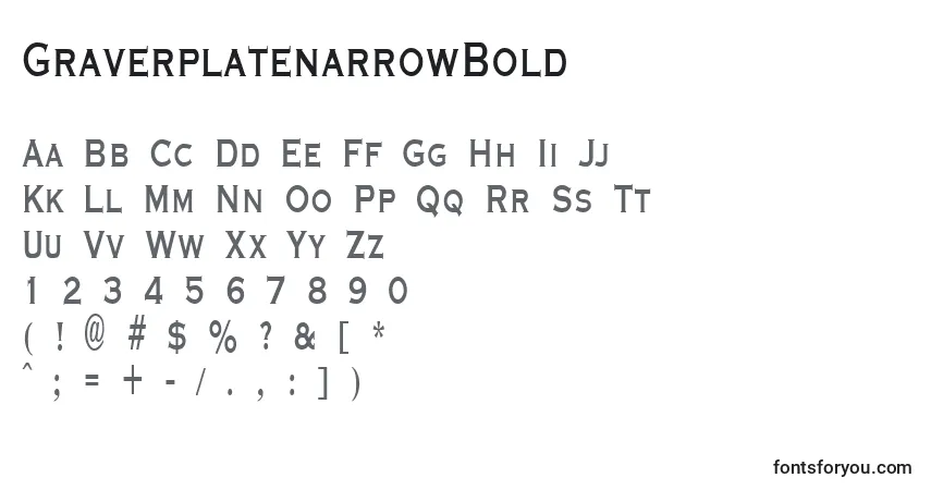 Fuente GraverplatenarrowBold - alfabeto, números, caracteres especiales