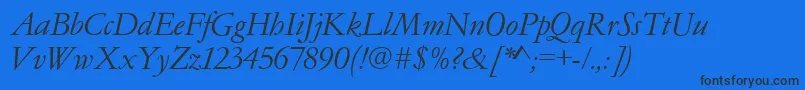 Garamondno4cyrtcyligItalic Font – Black Fonts on Blue Background