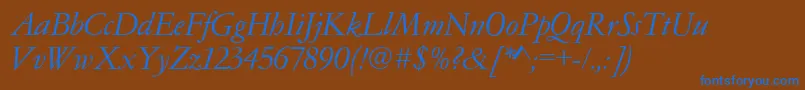 Garamondno4cyrtcyligItalic Font – Blue Fonts on Brown Background