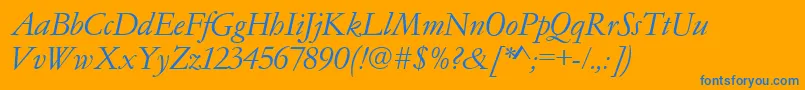 Garamondno4cyrtcyligItalic Font – Blue Fonts on Orange Background