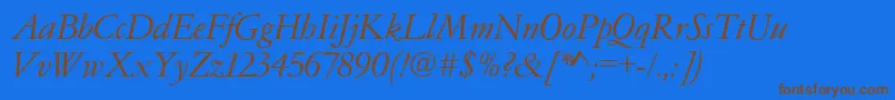Garamondno4cyrtcyligItalic Font – Brown Fonts on Blue Background