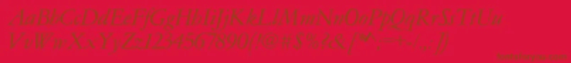 フォントGaramondno4cyrtcyligItalic – 赤い背景に茶色の文字