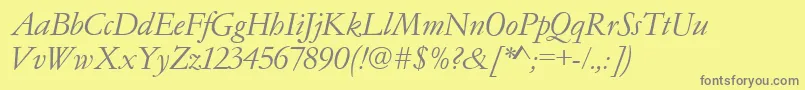 Garamondno4cyrtcyligItalic-Schriftart – Graue Schriften auf gelbem Hintergrund