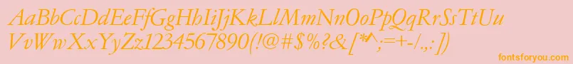 Garamondno4cyrtcyligItalic-Schriftart – Orangefarbene Schriften auf rosa Hintergrund