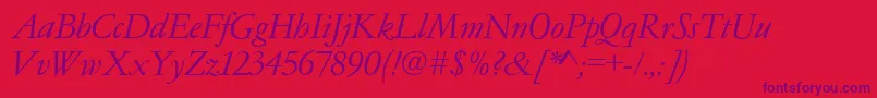 Шрифт Garamondno4cyrtcyligItalic – фиолетовые шрифты на красном фоне