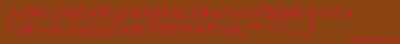 Garamondno4cyrtcyligItalic Font – Red Fonts on Brown Background
