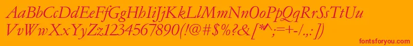 Garamondno4cyrtcyligItalic Font – Red Fonts on Orange Background