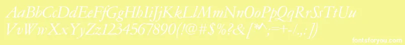 Garamondno4cyrtcyligItalic Font – White Fonts on Yellow Background
