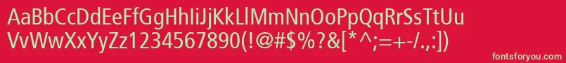 Frutiger57Condensed Font – Green Fonts on Red Background