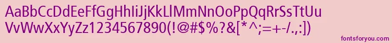 Frutiger57Condensed-Schriftart – Violette Schriften auf rosa Hintergrund