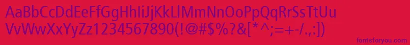 Frutiger57Condensed-Schriftart – Violette Schriften auf rotem Hintergrund