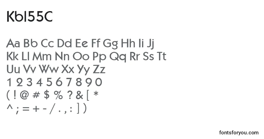 Czcionka Kbl55C – alfabet, cyfry, specjalne znaki