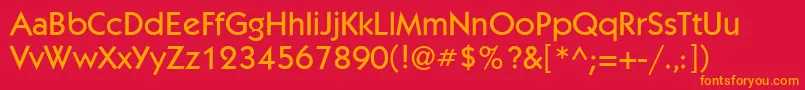 フォントKbl55C – 赤い背景にオレンジの文字