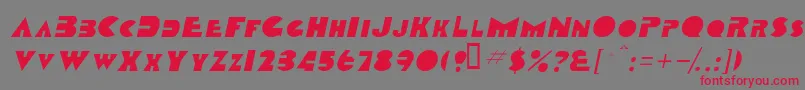Czcionka TobagoscapssskItalic – czerwone czcionki na szarym tle