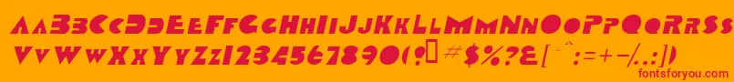 TobagoscapssskItalic-Schriftart – Rote Schriften auf orangefarbenem Hintergrund