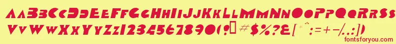 フォントTobagoscapssskItalic – 赤い文字の黄色い背景