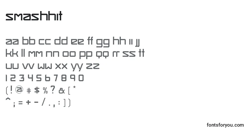 Czcionka SmashHit – alfabet, cyfry, specjalne znaki
