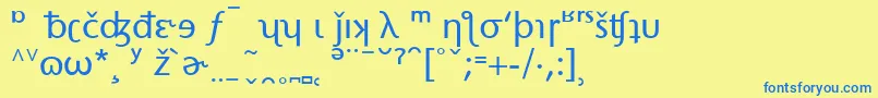 StoneSansPhoneticAlternate-Schriftart – Blaue Schriften auf gelbem Hintergrund