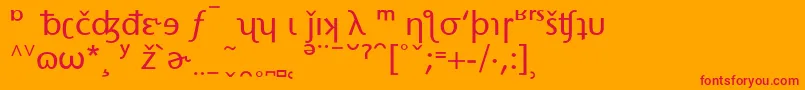 StoneSansPhoneticAlternate-Schriftart – Rote Schriften auf orangefarbenem Hintergrund