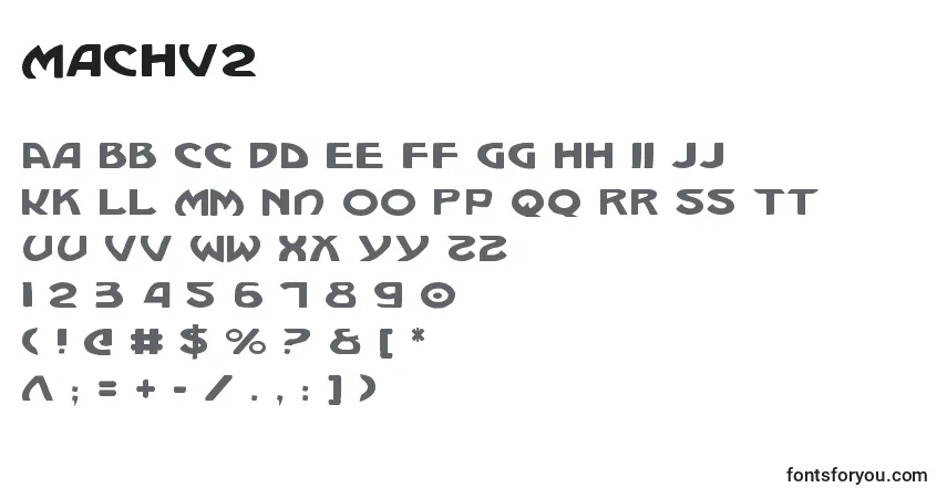 A fonte Machv2 – alfabeto, números, caracteres especiais
