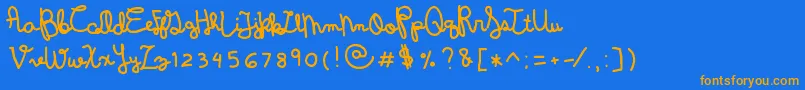 Police DenneWintermelon – polices orange sur fond bleu