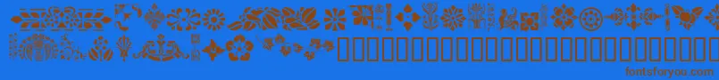 フォントGeVictorianDesign – 茶色の文字が青い背景にあります。