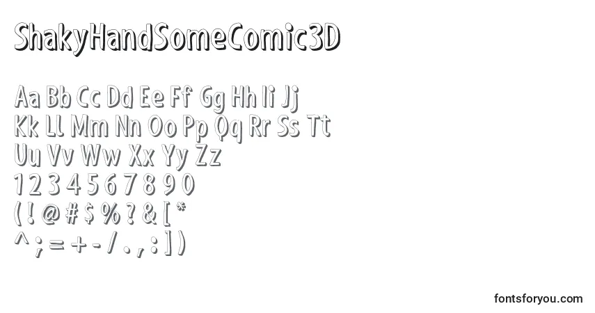 Fuente ShakyHandSomeComic3D - alfabeto, números, caracteres especiales