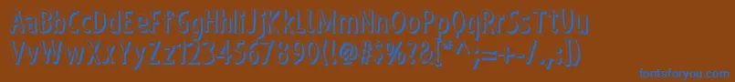 フォントShakyHandSomeComic3D – 茶色の背景に青い文字