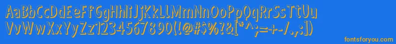 ShakyHandSomeComic3D-Schriftart – Orangefarbene Schriften auf blauem Hintergrund