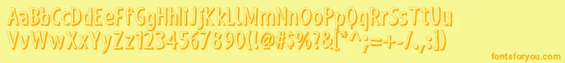 ShakyHandSomeComic3D-Schriftart – Orangefarbene Schriften auf gelbem Hintergrund