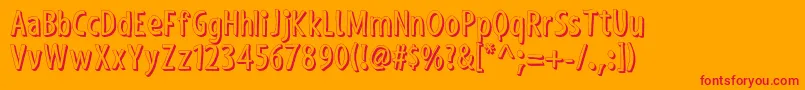 ShakyHandSomeComic3D-Schriftart – Rote Schriften auf orangefarbenem Hintergrund