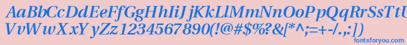 VeracitysskBoldItalic-Schriftart – Blaue Schriften auf rosa Hintergrund