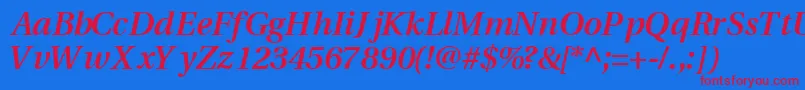 VeracitysskBoldItalic Font – Red Fonts on Blue Background