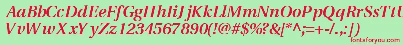 VeracitysskBoldItalic Font – Red Fonts on Green Background