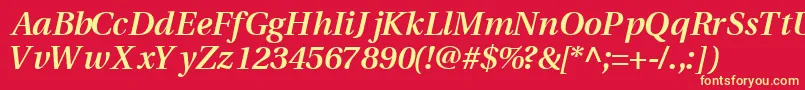 VeracitysskBoldItalic Font – Yellow Fonts on Red Background