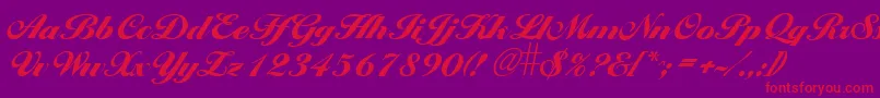 Larissxb-fontti – punaiset fontit violetilla taustalla