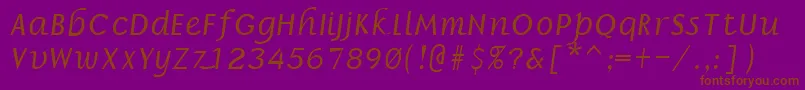 BronsonRegular-Schriftart – Braune Schriften auf violettem Hintergrund