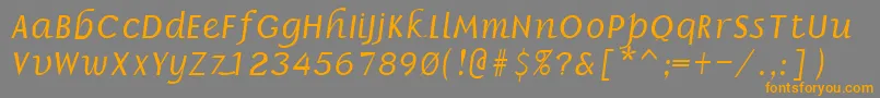 フォントBronsonRegular – オレンジの文字は灰色の背景にあります。