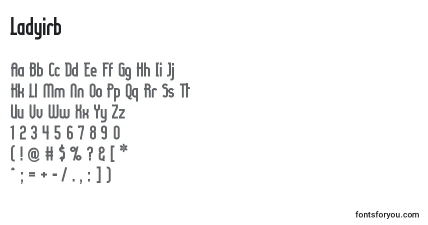Schriftart Ladyirb – Alphabet, Zahlen, spezielle Symbole