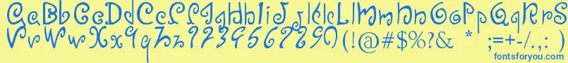 Efinea Font – Blue Fonts on Yellow Background