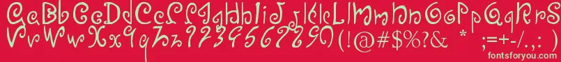 フォントEfinea – 赤い背景に緑の文字