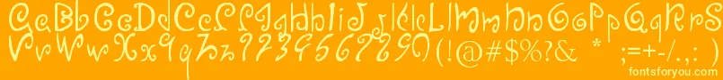 Efinea-Schriftart – Gelbe Schriften auf orangefarbenem Hintergrund